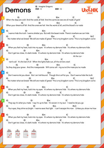 Demons-Imagine Dragons Ukulele 譜