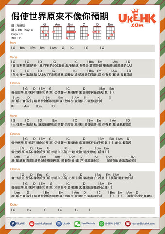 假使世界原來不像你預期 - 方皓玟 Ukulele譜
