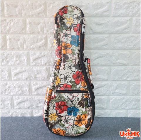 A'AMA Designer Series Gig Bag Soprano-Hibiscus Floral White(DS-HIB-WT-S)