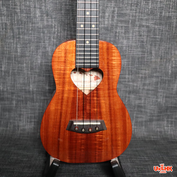 Kanile'a Solid Koa Concert Heart Shape Sound Hole (KU'U POC) #18404