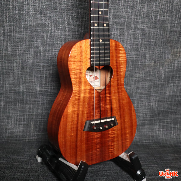 Kanile'a Solid Koa Concert Heart Shape Sound Hole (KU'U POC) #18404