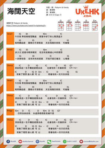 海闊天空 - Robynn & Kendy版 Ukulele譜