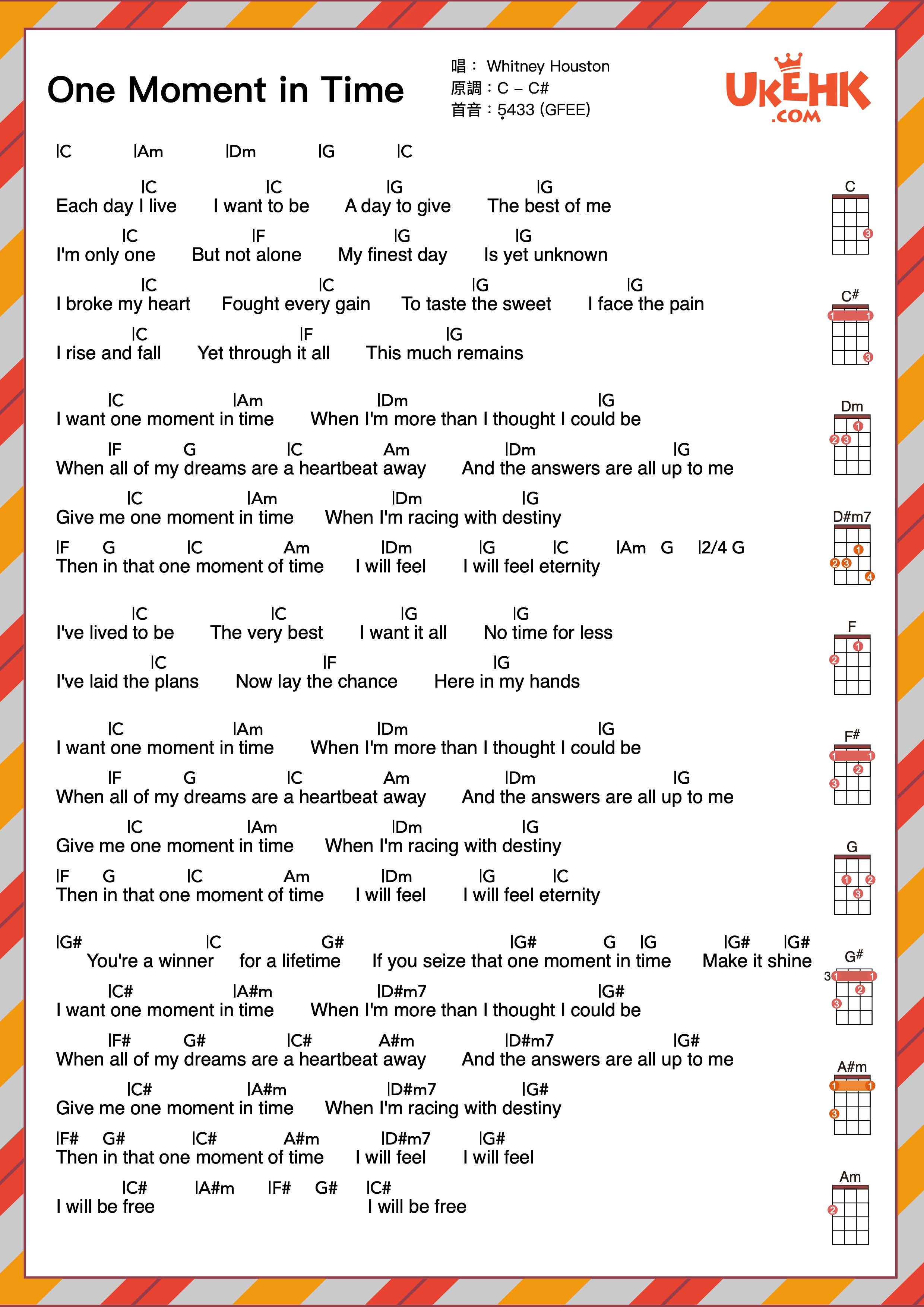 One Moment In Time Whitney Houston Ukulele UkeHK One moment in time whitney houston ukulele ukehk